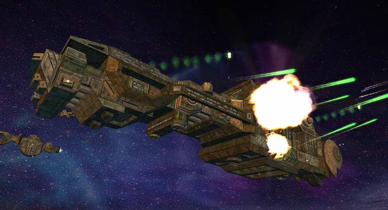 The Battleship Schiller under fire from an Outcast assault The Battleship Schiller under fire from an Outcast assault
